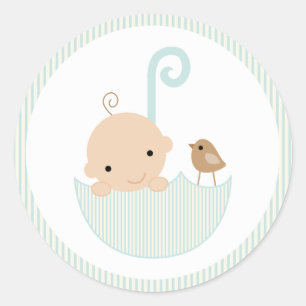 {babydusch} blått babyduschmärke runt klistermärke