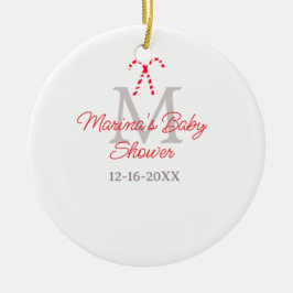 Babydusch candy cane jul-helgdag monogram julgransprydnad keramik