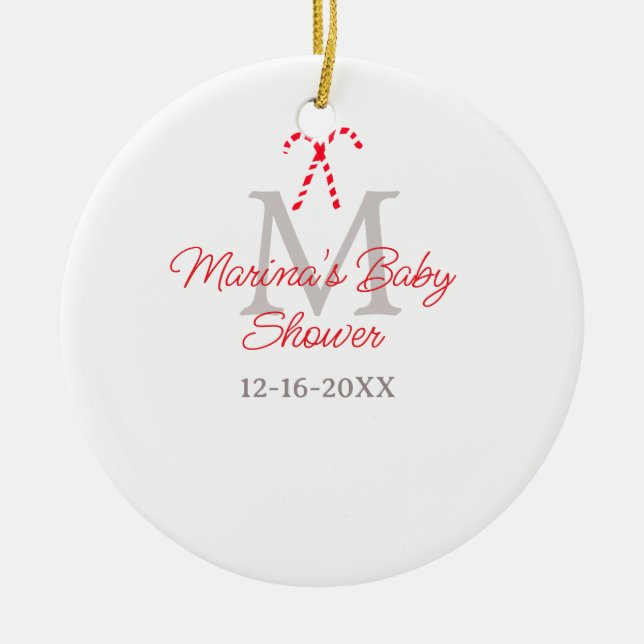 Babydusch candy cane jul-helgdag monogram julgransprydnad keramik (Framsidan)