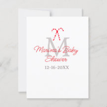 Babydusch candy cane jul-helgdag monogram