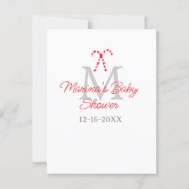 Babydusch candy cane jul-helgdag monogram vykort