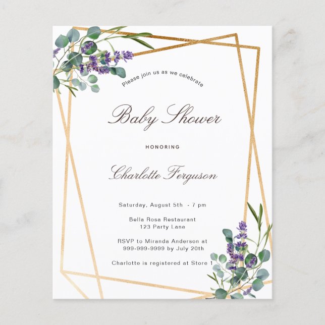 Babydusch eucalyptus lavender geo budget flygblad (Framsidan)