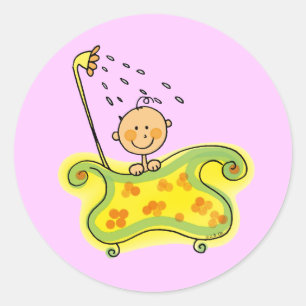 Babydusch (flicka) runt klistermärke