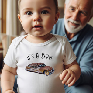 Babydusch för en pojke med gammal bilbild på t shirt