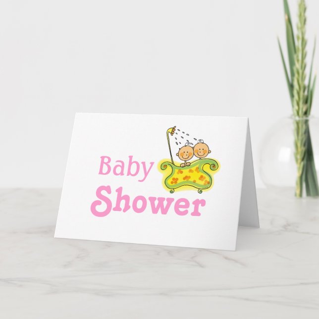 Babydusch för flicka twillingar kort (Framsida)