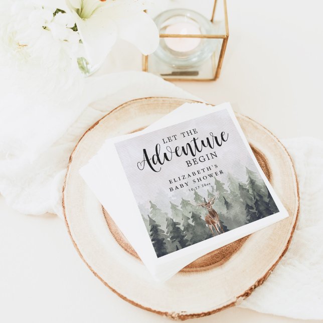 Babydusch för hjort Misty Gräs Forest Äventyr Pappersservett (Skapare uppladdad)