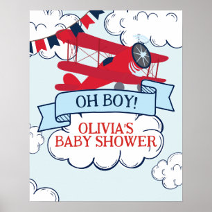 babydusch för röda flygplan poster