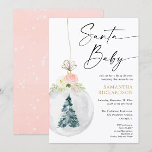 Babydusch för Rosa guld Julgran vid Santa Baby Inbjudningar
