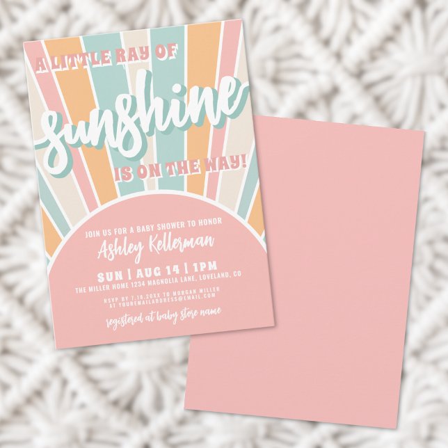 Babydusch för Sunshine Retro Sol Inbjudningar (Sunshine Retro Sun Baby Shower Invitation)