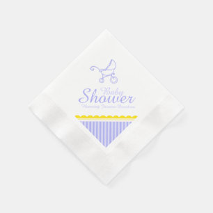 Babydusch lila Blue barnvagn namn papper napkin Pappersservett