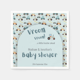 Babydusch liten traktor framför Pappersservett