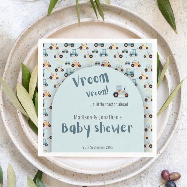 Babydusch liten traktor framför Pappersservett (Skapare uppladdad)