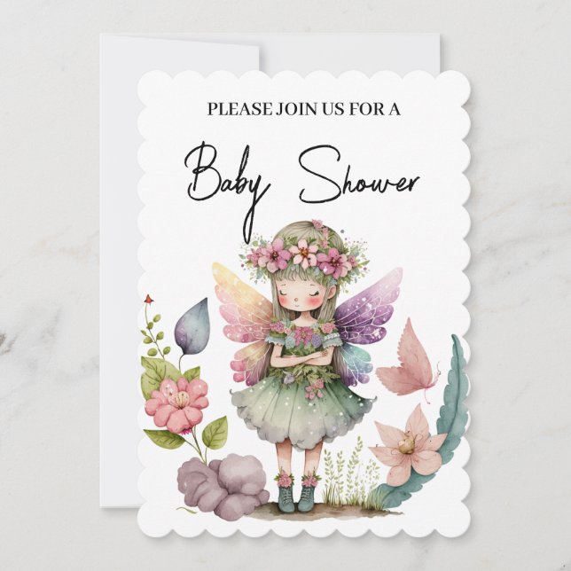 Babydusch-mejeriet med blommigtens andningsinbjuda inbjudningar (Framsida)