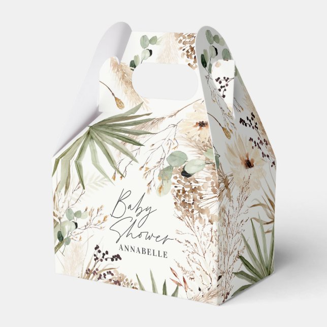 Babydusch, modern rustik pampasgräs presentaskar (Framsidan Sidan)