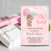 Babydusch nalle Flicka rosa silver lyx