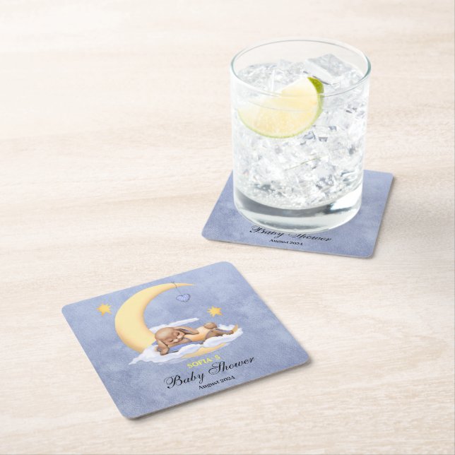 Babydusch papper underlägg med en söt bunny. kvadrat (Insitu)