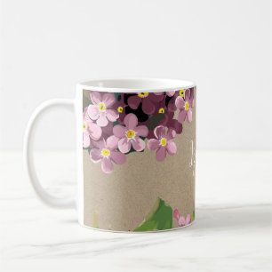 Babydusch rosa blommigt vintage nyfödd bebis kaffemugg