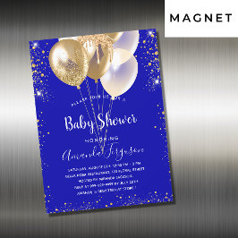Babydusch royal blue guld-ballonger lyx magnetisk inbjudningskort