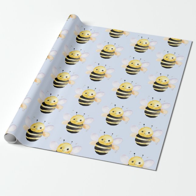 Babydusch, söt vattenfärgsbindedesign presentpapper (Utrullad)