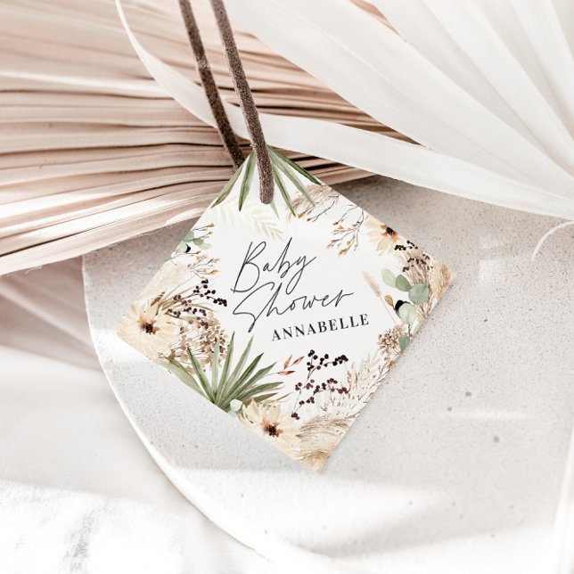 Babydusch tack för din moderna pampasgräs gåvor etiketter (Skapare uppladdad)