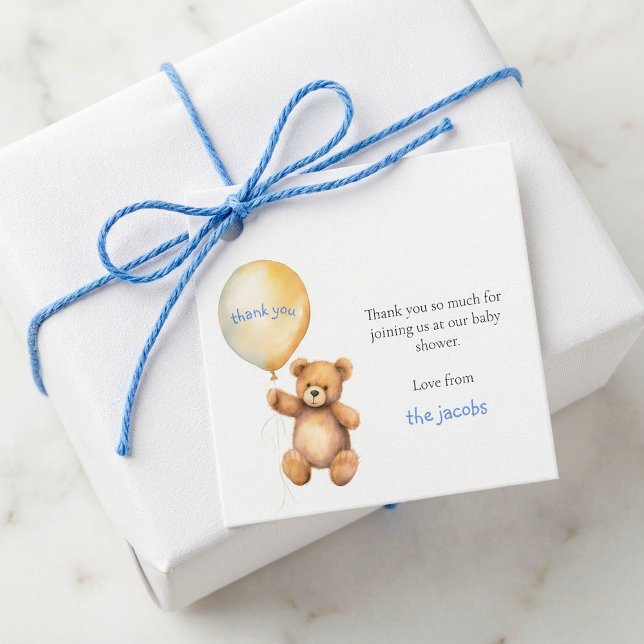 Babydusch, tack för söt nalle gåvor etiketter (Baby shower thank cute teddy bear favor tags.)