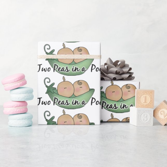 Babydusch Två ärter i en Pod som är papper Presentpapper (Baby Shower)