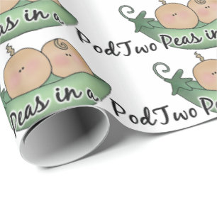 Babydusch Två ärter i en Pod som är papper Presentpapper