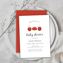 Babyduschar i modern minimalistisk Ladybug-familj