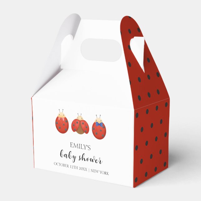 Babyduschar i modern minimalistisk Ladybug-familj Presentaskar (Framsidan Sidan)