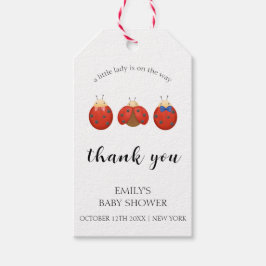 Babyduschar i modern minimalistisk Ladybug-familj Presentetikett