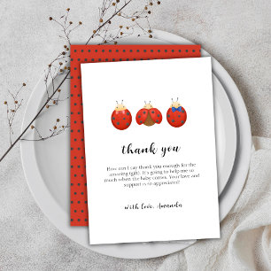 Babyduschar i modern minimalistisk Ladybug-familj Tack Kort