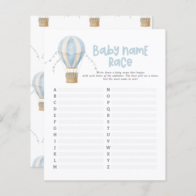 Babyduschen gissa namn moderna luftballong (Fram/baksida)