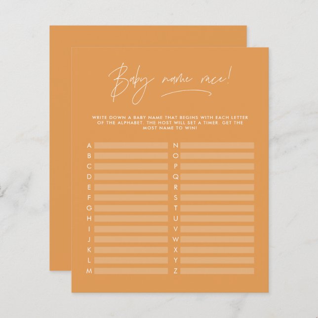 Babyduschen gissa namn moderna senapsgulten (Fram/baksida)