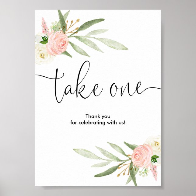 Babyduschfavärden skriver under rosa Grey guld ele Poster (Framsidan)