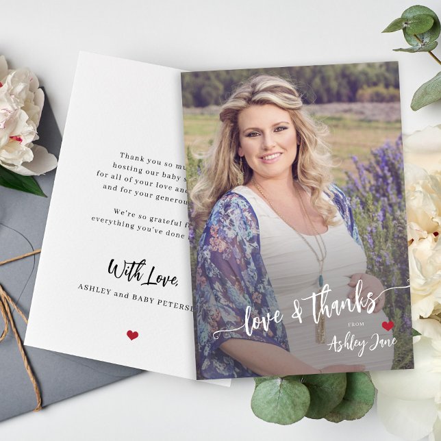 Babyduschfotomodern kärlek och tackskript tack kort (Skapare uppladdad)