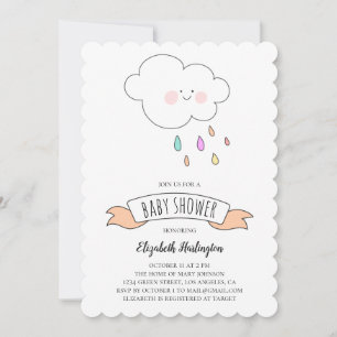 Babyduschinbjudan. Lustigt, inbjudan. Cloud Inbjudningar