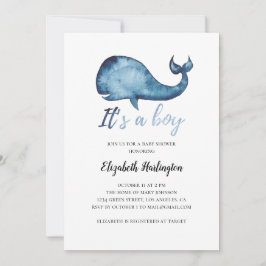 Babyduschinbjudan. Pojken. Blåval inbjudan