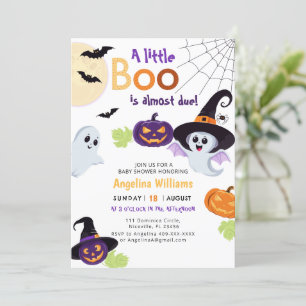 Babyduschinbjudan till Little Boo Halloween. Inbjudningar