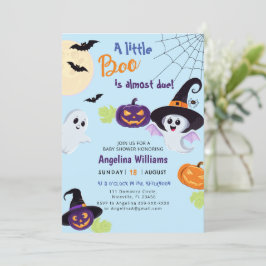Babyduschinbjudan till Little Boo Halloween. Inbjudningar