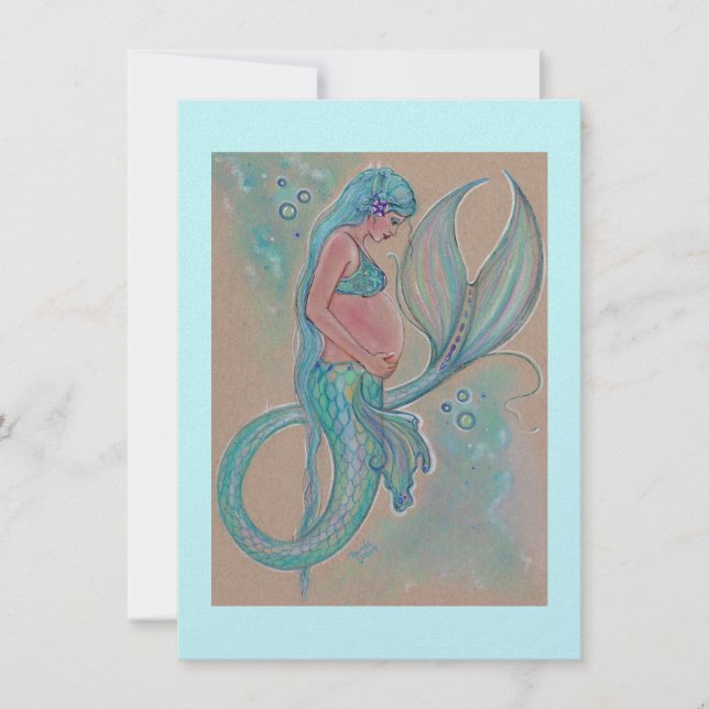 Babyduschinbjudningar blå sjöjungfru av Renee Inbjudningar (Framsida)