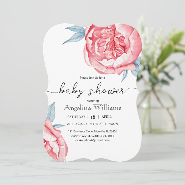 Babyduschinbjudningar blommor inbjudningar (Stående Fram)