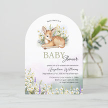 Babyduschinbjudningar med en underbar fawn.