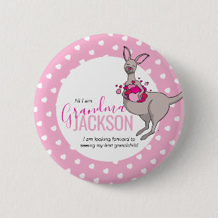 Babyduschkangaroo pouch av rosa hjärta inro knapp