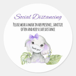 Babyduschklister, etiketter, social avstånd baby runt klistermärke
