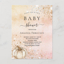 Babyduschpumpa ro guld glitter fall inbjudan vykort