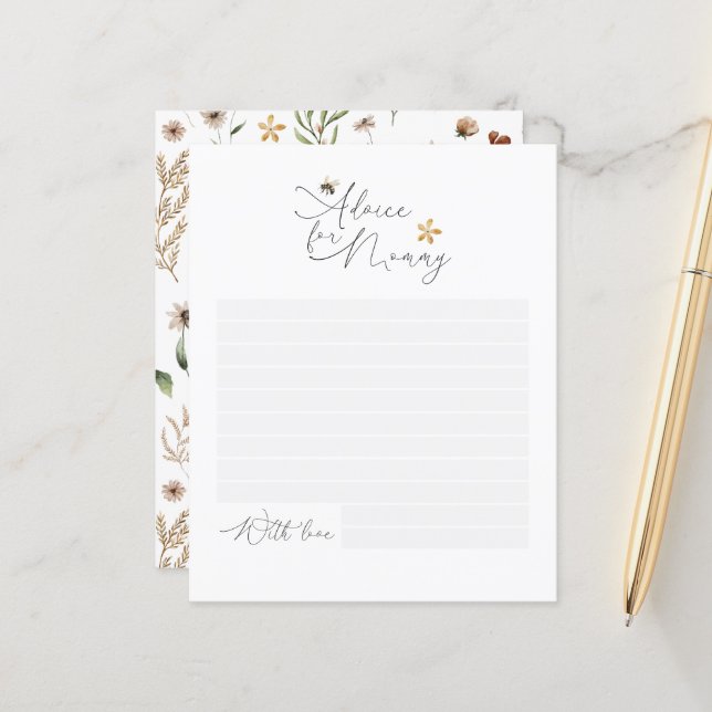 Babyduschråd för mammans moderna bivildblomma (Fram/Back In Situ)