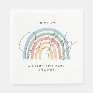 Babyduschskript, färgat vattenfärgat regnbåge pappersservett