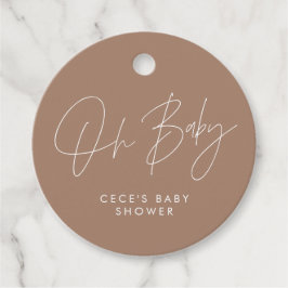 Babyduschskript, modern brun elegant gåvor etiketter