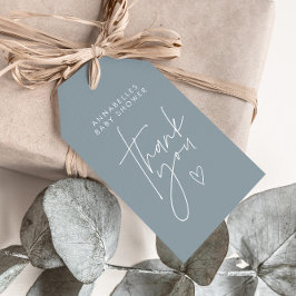 Babyduschskript, modern dammig blå elegant presentetikett