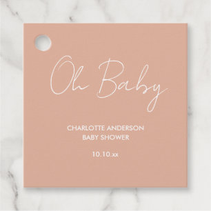Babyduschskript, modern elegant för rosa gåvor etiketter